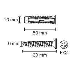 Diall Universal Nylon & Steel Wall Plug Pack (10 x 50 mm, 5 Pc.)
