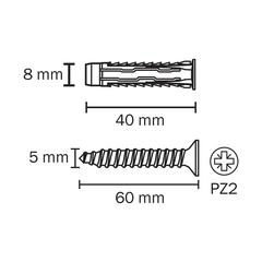 Diall Universal Nylon & Steel Wall Plug Pack (8 x 40 mm, 4 Pc.)