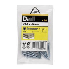 Diall Zinc-Plated Carbon Steel Wood Screw Pack (3.5 x 30 mm, 20 Pc.)