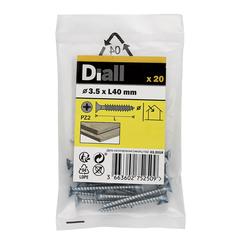 Diall Zinc-Plated Carbon Steel Wood Screw Pack (3.5 x 40 mm, 20 Pc.)