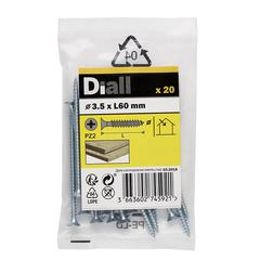 Diall Zinc-Plated Carbon Steel Wood Screw Pack (3.5 x 60 mm, 20 Pc.)