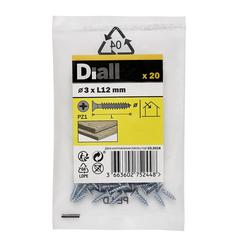 Diall Zinc-Plated Carbon Steel Wood Screw Pack (3 x 12 mm, 20 Pc.)