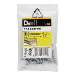 Diall Zinc-Plated Carbon Steel Wood Screw Pack (4.5 x 20 mm, 20 Pc.)