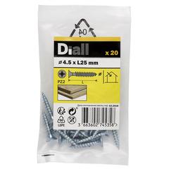 Diall Zinc-Plated Carbon Steel Wood Screw Pack (4.5 x 25 mm, 20 Pc.)