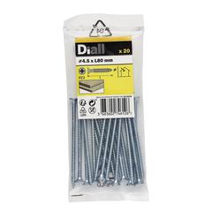Diall Zinc-Plated Carbon Steel Wood Screw Pack (4.5 x 80 mm, 20 Pc.)