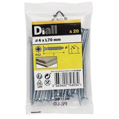 Diall Zinc-Plated Carbon Steel Wood Screw Pack (4 x 70 mm, 20 Pc.)