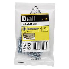 Diall Zinc-Plated Carbon Steel Wood Screw Pack (5 x 25 mm, 20 Pc.)