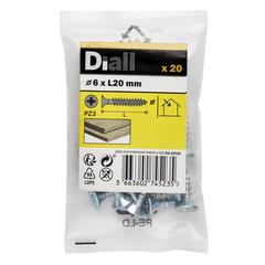 Diall Zinc-Plated Carbon Steel Wood Screw Pack (6 x 20 mm, 20 Pc.)