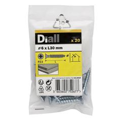 Diall Zinc-Plated Carbon Steel Wood Screw Pack (6 x 30 mm, 20 Pc.)