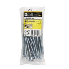 Diall Zinc-Plated Carbon Steel Wood Screw Pack (6 x 65 mm, 20 Pc.)