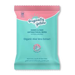 Originally Yellow Hand & Face Wipes Pack (Aloe Vera, 20 Wipes)