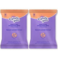 Originally Yellow Hand & Face Wipes Pack (Natural Lavender, 2 Pc.)