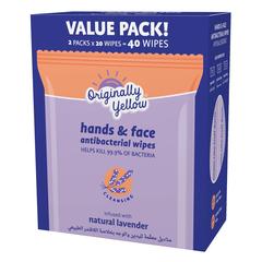 Originally Yellow Hand & Face Wipes Pack (Natural Lavender, 2 Pc.)