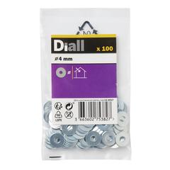 Diall Carbon Steel Large Flat Washer Pack (M4, 100 Pc.)