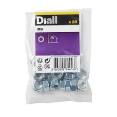 Diall Zinc-Plated Carbon Steel Hex Nut Pack (M8, 20 Pc.)
