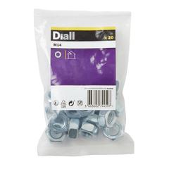Diall Zinc-Plated Carbon Steel Hex Nut Pack (M14, 20 Pc.)