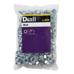 Diall Zinc-Plated Carbon Steel Lock Nut Pack (M10, 200 Pc.)