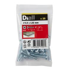 Diall Zinc-Plated Carbon Steel Self Drilling Screw Pack (4.8 x 32 mm, 25 Pc.)