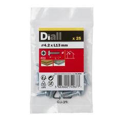 مجموعة براغي ذاتية اللولبة فولاذ كربوني مطلي بالزنك ديال (4.2 × 13 مم، 25 قطعة)