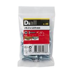 Diall Zinc-Plated Carbon Steel Self Tapping Screw Pack (6.3 x 19 mm, 25 Pc.)