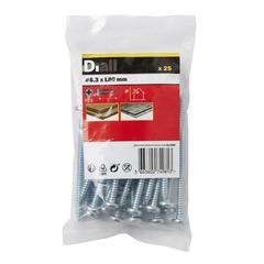 Diall Zinc-Plated Carbon Steel Self Tapping Screw Pack (6.3 x 80 mm, 25 Pc.)