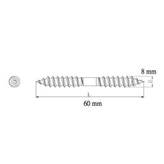 مجموعة براغي وتدية فولاذ كربوني مطلي بالزنك ديال (8 × 60 مم، 5 قطع)