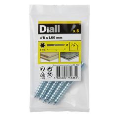 Diall Yellow-Passivated Carbon Steel Dowel Screw Pack (8 x 60 mm, 5 Pc.)