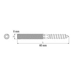 Diall Yellow-Passivated Carbon Steel Dowel Screw Pack (8 x 60 mm, 5 Pc.)
