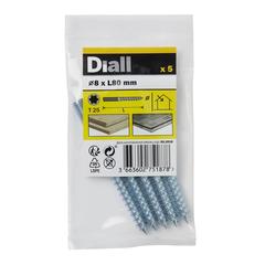 Diall Yellow-Passivated Carbon Steel Dowel Screw Pack (8 x 80 mm, 5 Pc.)