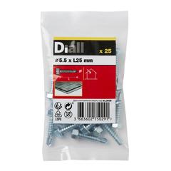 Diall Zinc-Plated Carbon Steel Drilling Hex Screw Pack (5.5 x 25 mm, 25 Pc.)