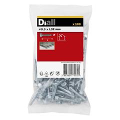 Diall Zinc-Plated Carbon Steel Drilling Hex Screw Pack (5.5 x 32 mm, 100 Pc.)