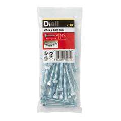 Diall Zinc-Plated Carbon Steel Drilling Hex Screw Pack (5.5 x 50 mm, 25 Pc.)