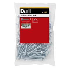 Diall Zinc-Plated Carbon Steel Drilling Hex Screw Pack (5.5 x 50 mm, 100 Pc.)