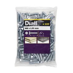 Diall Zinc-Plated Carbon Steel Hex Bolt Pack (M8 x 30 mm, 100 Pc.)