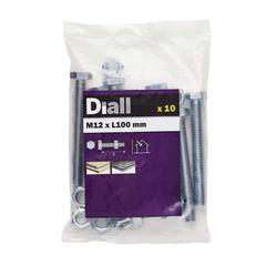 Diall M12 Hex Carbon Steel Bolt & Nut (100 mm, 10 Pc.)