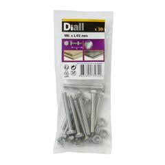 Diall M6 Hex Stainless Steel Bolt & Nut (45 mm, 10 Pc.)