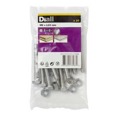 Diall M8 Hex Stainless Steel Bolt & Nut (60 mm, 10 Pc.)