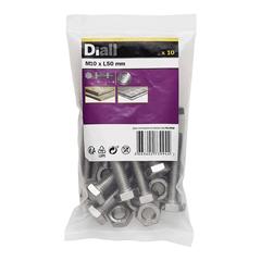 Diall M10 Hex A2 Stainless Steel Bolt & Nut (50 mm, 10 Pc.)