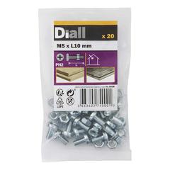 Diall M5 Carbon Steel Pan Head Machine Screw & Nut (10 mm, 20 Pc.)