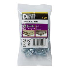 Diall M6 Carbon Steel Pan Head Machine Screw & Nut (20 mm, 20 Pc.)