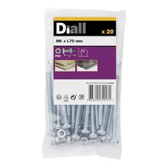 براغي وصواميل M6 للآلات برأس مسطح مشقوق من الفولاذ الكربوني ديال (70 ملم، 20 قطعة)