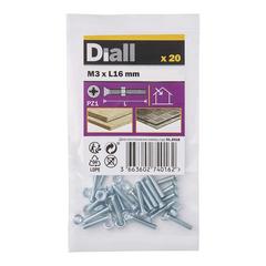 Diall M3 Carbon Steel Countersunk Machine Screw & Nut (16 mm, 20 Pc.)
