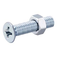 Diall M3 Carbon Steel Countersunk Machine Screw & Nut (16 mm, 20 Pc.)