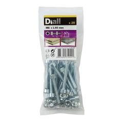 Diall M6 Cylindrical Carbon Steel Set Screw & Nut (40 mm, 20 Pc.)