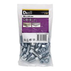Diall M8 Cylindrical Carbon Steel Set Screw & Nut (20 mm, 20 Pc.)