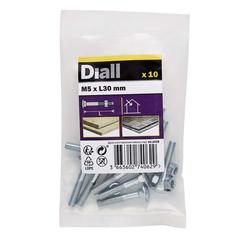 Diall Zinc-Plated Carbon Steel Square Coach Nut & Bolt Pack (M5 x 30 mm, 10 Pc.)