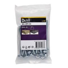 Diall Zinc-Plated Carbon Steel Square Coach Nut & Bolt Pack (M8 x 80 mm, 10 Pc.)