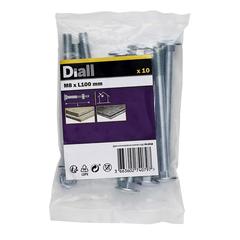 Diall Zinc-Plated Carbon Steel Square Coach Nut & Bolt Pack (M8 x 100 mm, 10 Pc.)