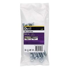 Diall Zinc-Plated Carbon Steel Square Coach Nut & Bolt Pack (M8 x 120 mm, 5 Pc.)