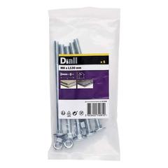 Diall Zinc-Plated Carbon Steel Square Coach Nut & Bolt Pack (M8 x 130 mm, 5 Pc.)